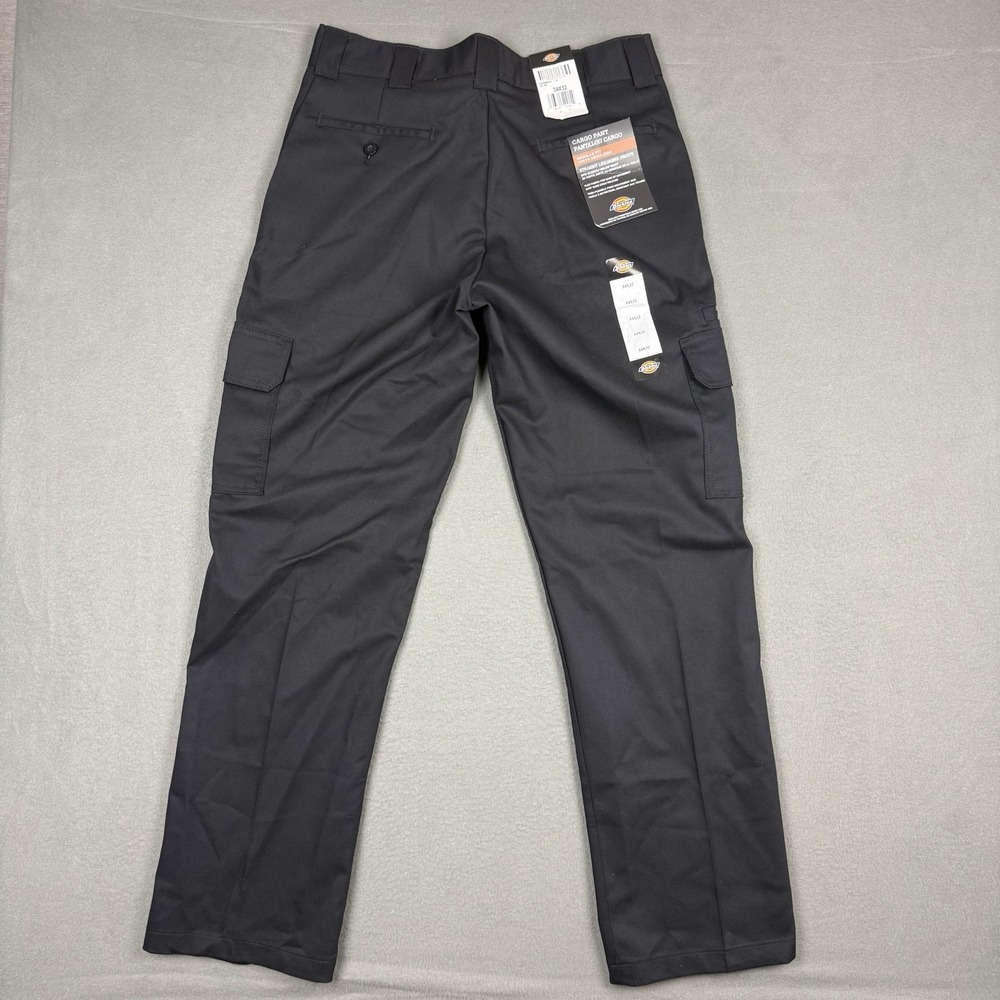 Dickies Regular Straight Leg Cargo Pants Black Men's Size 34x32 Flex NWT